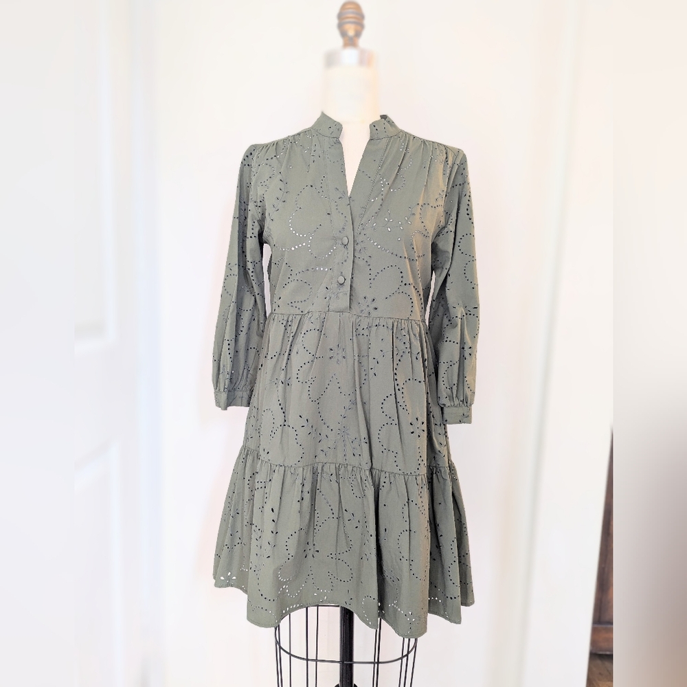 Zara Green Eyelet Dress Worn Once